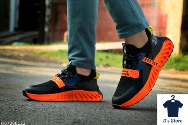 Mens Orange Black Stylish Sports Shoe's - 6