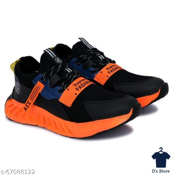 Mens Orange Black Stylish Sports Shoe's - 6