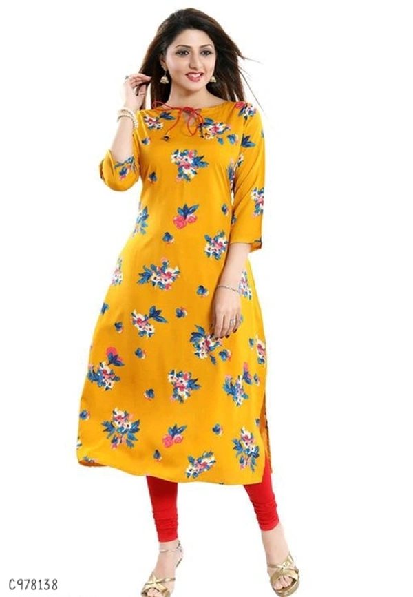 Stunning Polyster Printed Calf Kurtis  - S