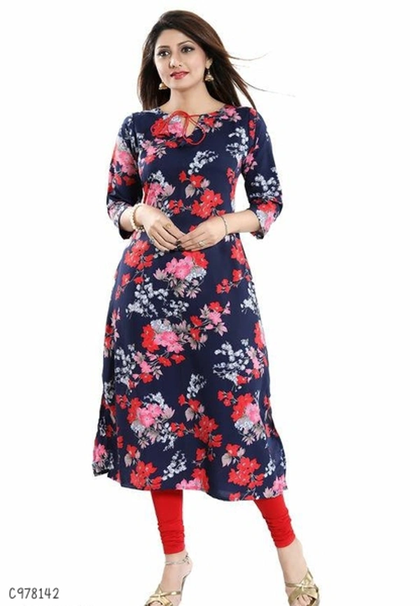 Stunning Polyster Printed Calf Kurtis  - XL