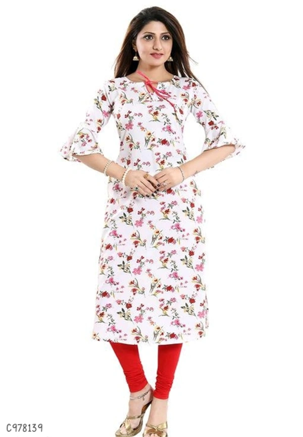Stunning Polyster Printed Calf Kurtis  - L