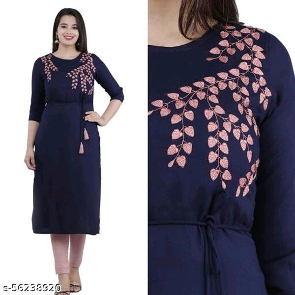 Women Dark Blue Cotton Kurti - XXL