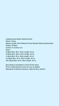 Women Cotton Kurti Pack Of 2 - M