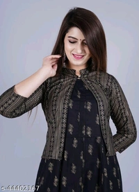 Women's Luxury Black Kurti With Jacket - XL