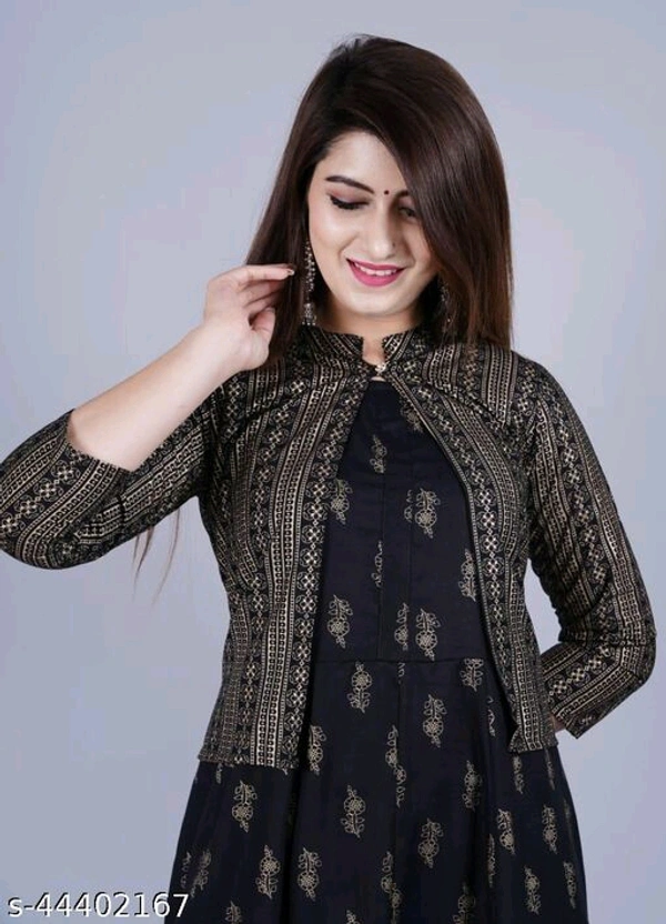 Women's Luxury Black Kurti With Jacket - XXL