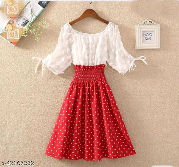 Women's Red & White Dress - S