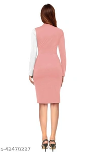 Women's Pink & White Multicolored Dress - XL