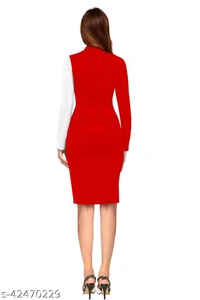 Women's Red & White Multicolored Dress - L