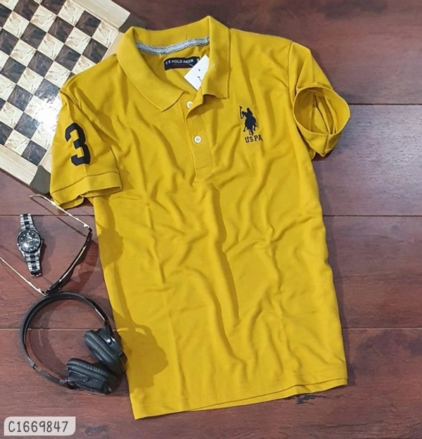 Cotton Solid Half Sleeves T-SHIRT  - L