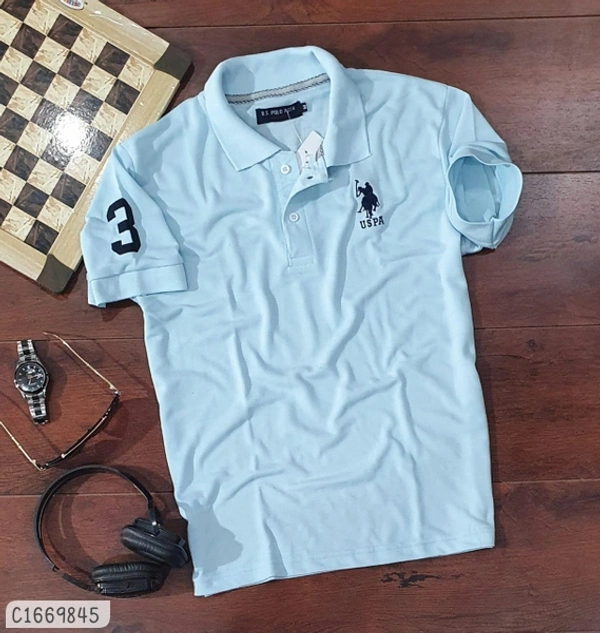 Cotton Solid Half Sleeves T-SHIRT  - L