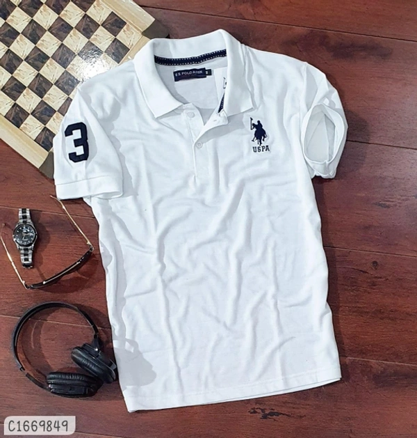 Cotton Solid Half Sleeves T-SHIRT  - L