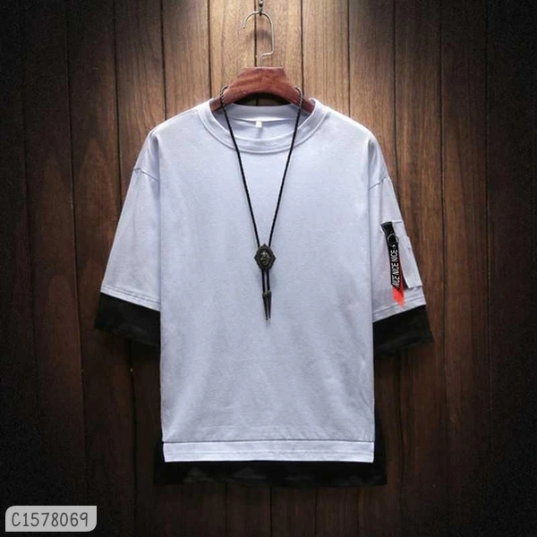 Cotton Blend Solid T Shirts - XL