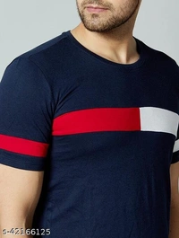 Mens Blue Trii Color T-shirt - XL