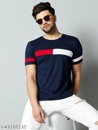 Mens Blue Trii Color T-shirt - XL