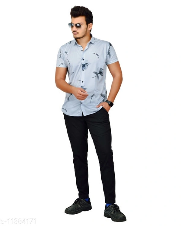 Men's Grey Leave Printed Sports T-shirt - S