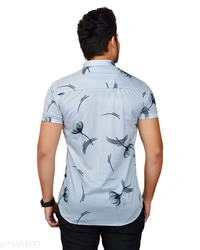 Men's Grey Leave Printed Sports T-shirt - M
