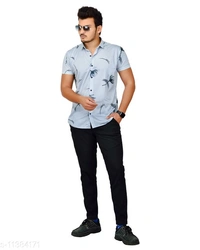 Men's Grey Leave Printed Sports T-shirt - L