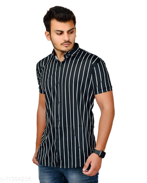 Men's Black White Shirt - L