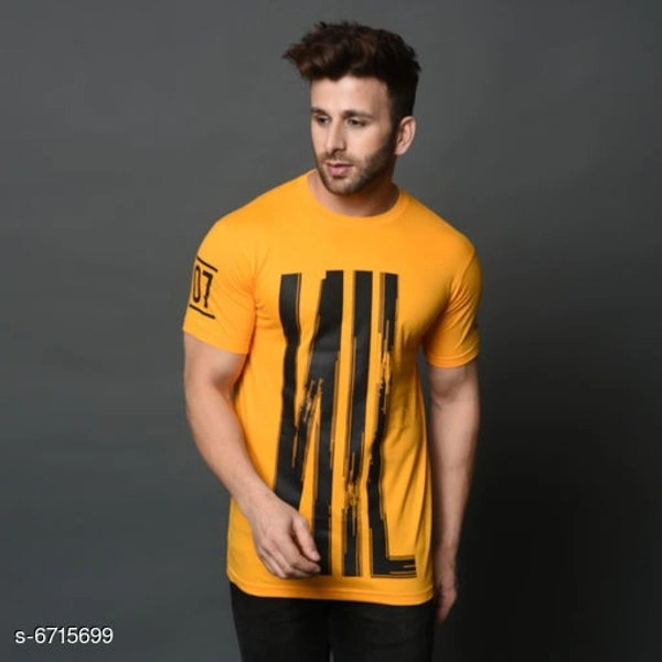 Men's Yellow Printed T-shirt - XL