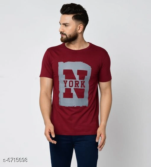 Men's Red Printed T-shirt - M