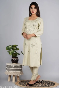 Olive Women's Kurta Set - L