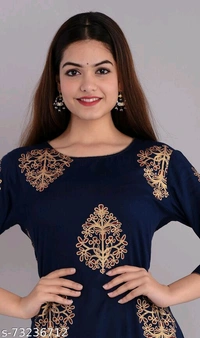 Women's Blue Printed Kurta Set - XL