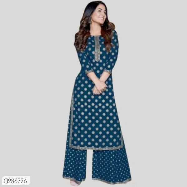 Latest Layon Printed Suit And Plazo  - XL