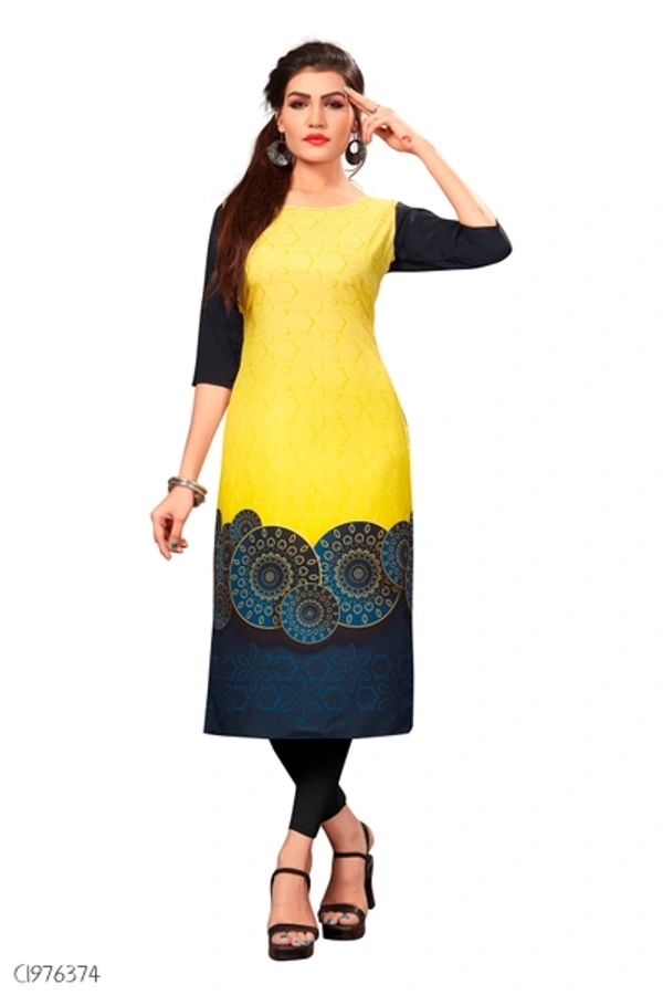 Elegant American Crepe Digital Printed Dress  - L