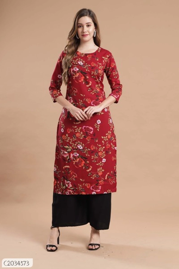 Pretty Crepe Printed  Kurtis  - L