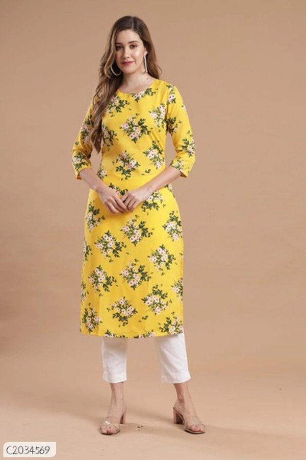Pretty Crepe Printed  Kurtis  - L