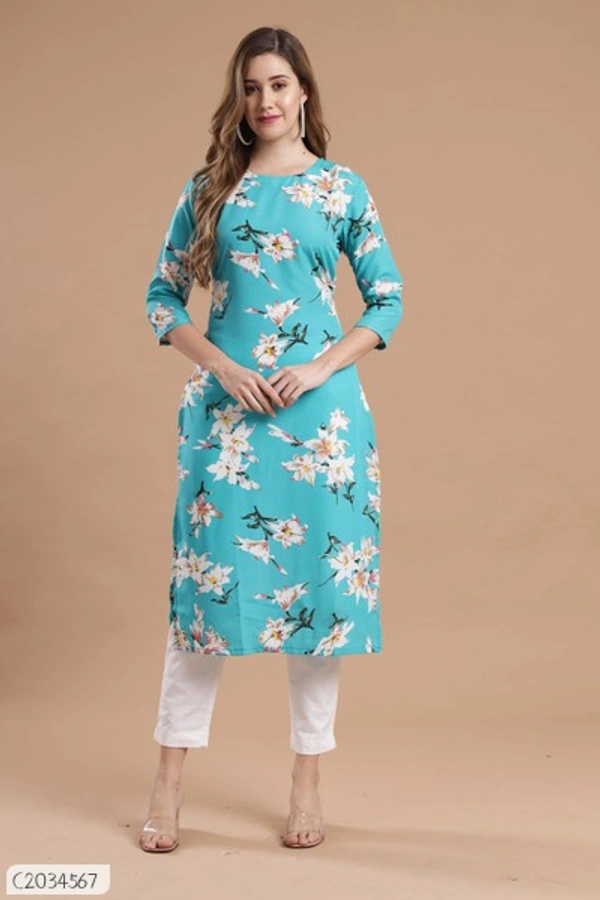 Pretty Crepe Printed  Kurtis  - L