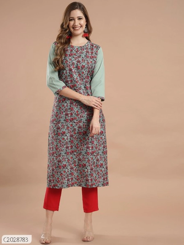 Beautiful Printed Synthetic Creeper Dress Materials  - M
