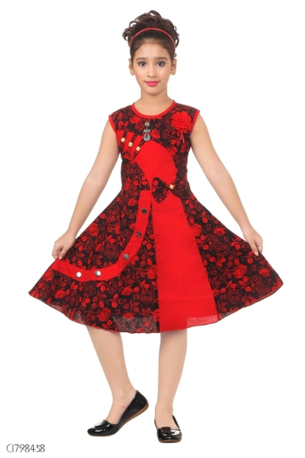Stylish Kids Cotton Girls Frock  - 5-6 years 