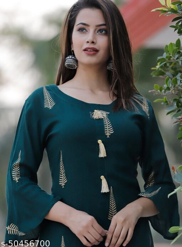 Women's Rosh Green Kurta And Pant Set - S