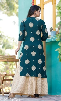 Women's Rosh Green Kurta And Plazzo Set - M