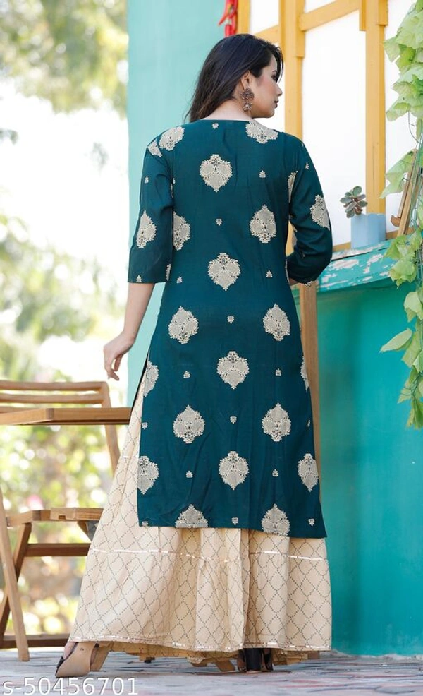 Women's Rosh Green Kurta And Plazzo Set - M