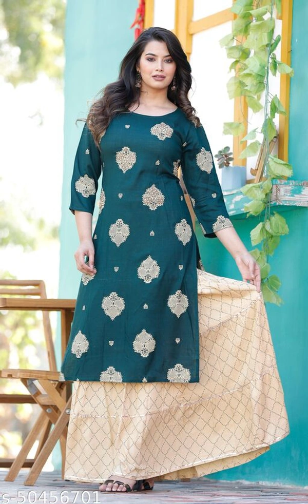 Women's Rosh Green Kurta And Plazzo Set - XL