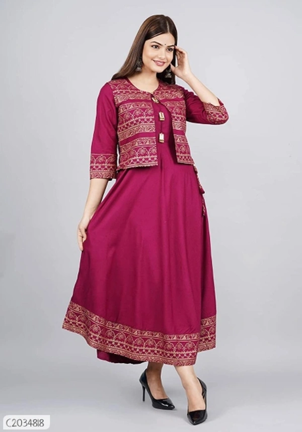 Beautiful Rayon Printed Plus Size Kurti With Jackets  - 5XL
