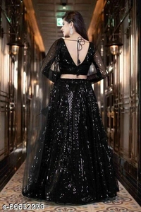 Women Net Semi Streched Lehenga Choli  - Semi Stretched