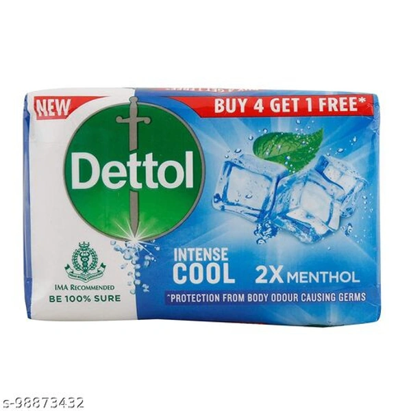 Dettol Intense Cool Soap , 2X Menthol 125gm Each ( Buy 4 Get 1 )   - FreeSize