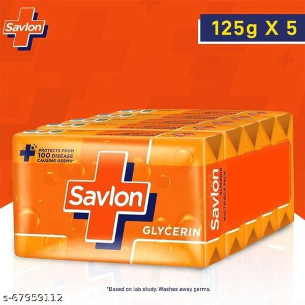 Savlon Glycerin Soap ( Pack Of 5 - 125g Each )  - Free size 