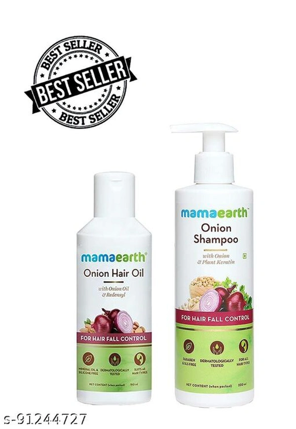 Mama Earth Onion Shampoo And Hair Oil  - FreeSize