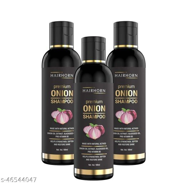 Hair Horn Red Onion Hair Shampoo , With Red Onion Oil (100ml, Pack Of 3)  - 100ml