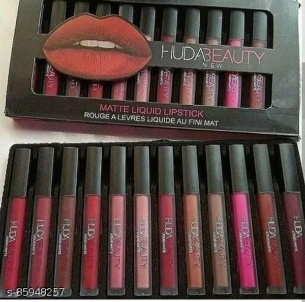 New Waterproof Long Lasting Matte Finish Liquid Lipstick Combo Pack Of 12  - FreeSize
