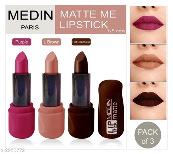 Medin Paris Lipstick Pack Of 3  - FreeSize