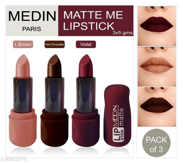 Medin Paris Lipstick Pack Of 3  - FreeSize