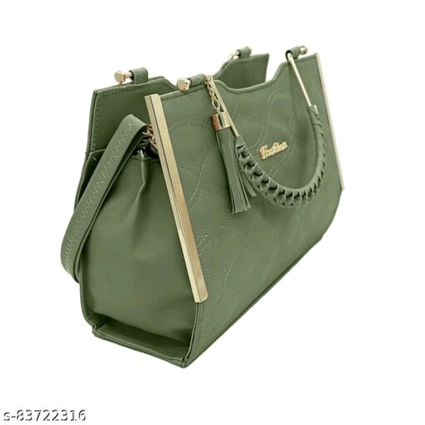 Stylish Leather Green Gold Plated Hand Bag