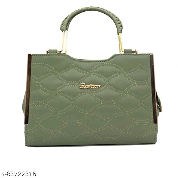 Stylish Leather Green Gold Plated Hand Bag