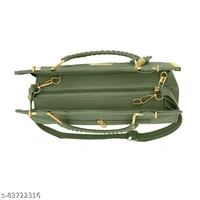 Stylish Leather Green Gold Plated Hand Bag
