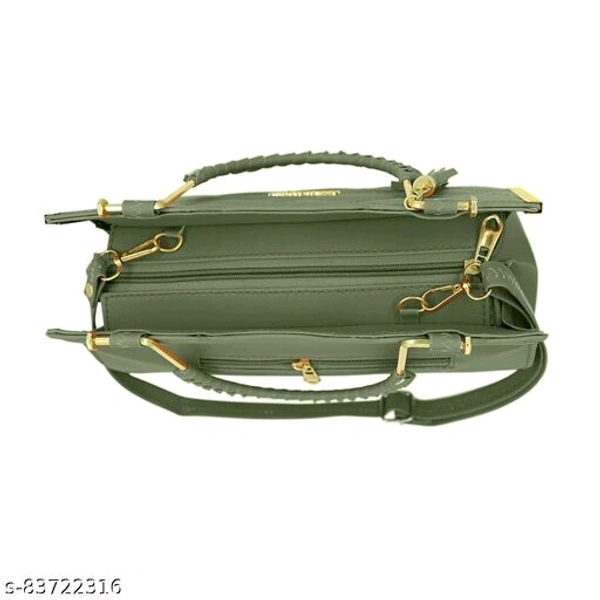 Stylish Leather Green Gold Plated Hand Bag